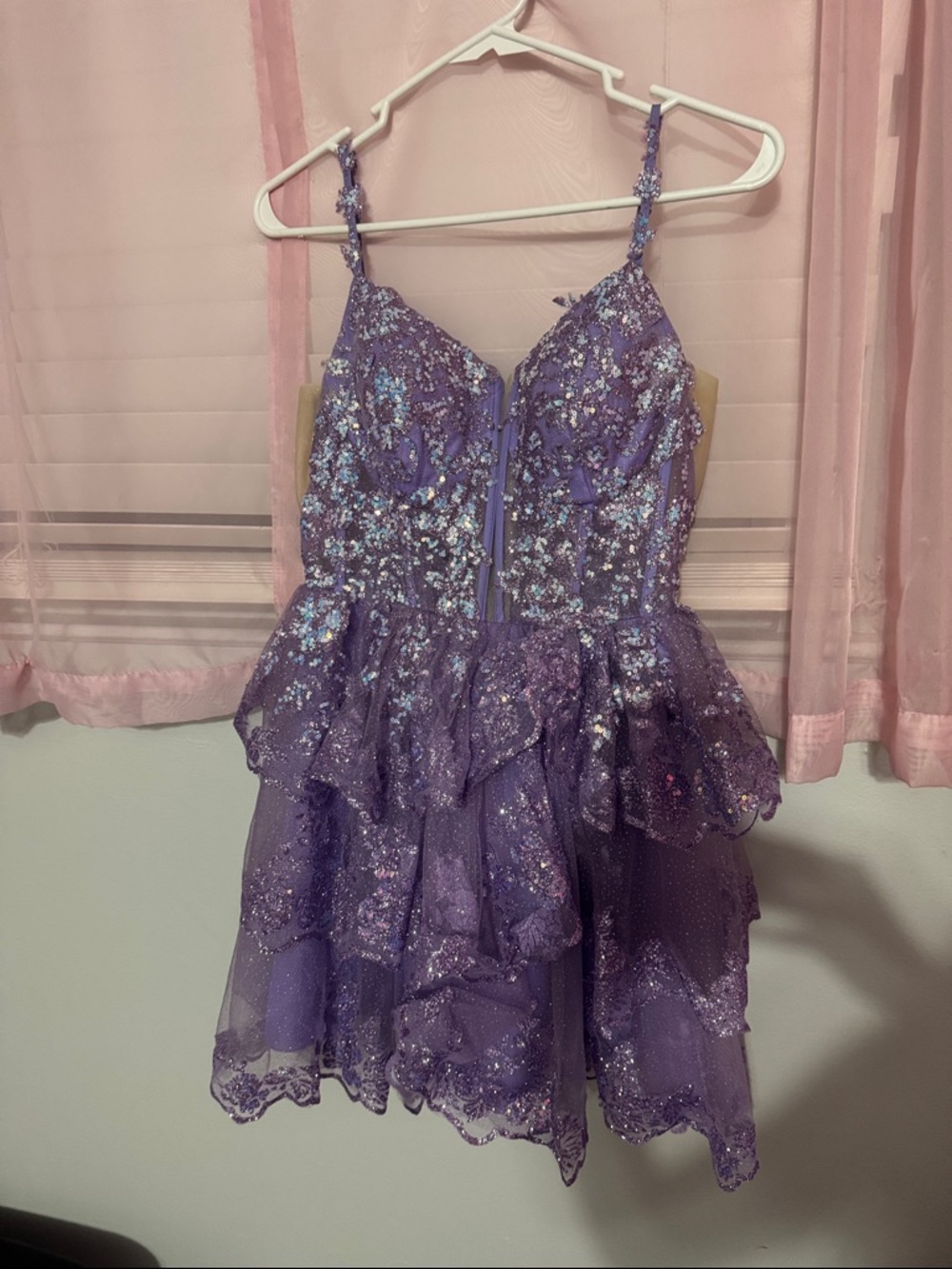 Kiss Purple Sequin Tulle Party Dress for Girls